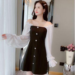 Chiffon Sleeve Mini A-line Dress