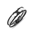 Simple Personality Infinity Symbol Black And White Leather Multilayer Bracelet Black - One Size