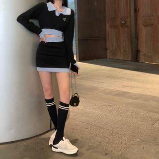 Polo Knit Top / Knit Skirt