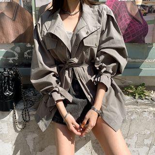 High-neck Field Jacket With Sash