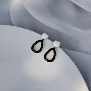 Hoop Drop Earring 1 Pair - Black & White - One Size