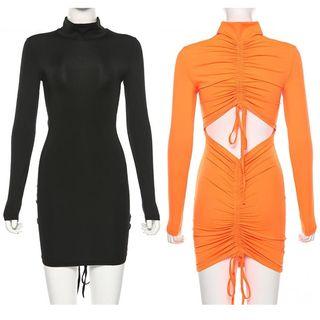 Long-sleeve Drawstring Bodycon Dress