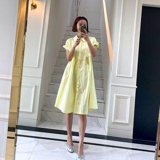 Frill-sleeve A-line Shirtdress