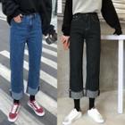 Roll-up Straight-leg Cropped Jeans