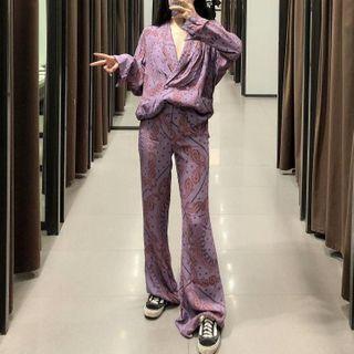 Double Breasted Paisley Blazer / Boot-cut Pants / Set