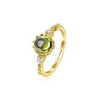 Faux Gemstone Sterling Silver Open Ring Gold - One Size