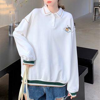 Long Sleeve Print Button-up Polo Shirt