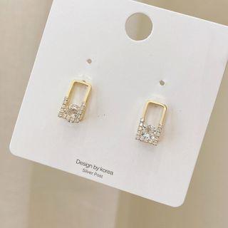 Rhinestone Alloy Rectangle Earring 1 Pair - Gold - One Size