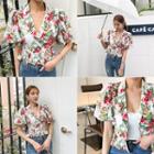 Floral Cropped Peplum Blouse