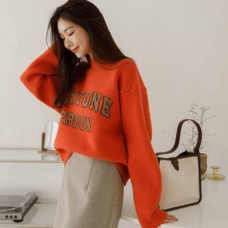 Letter Mock-neck Sweater