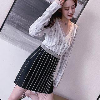 Rhinestone Light Jacket White - M