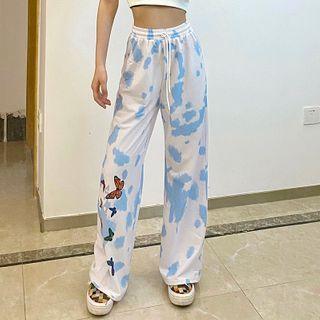 Butterfly Print Tie-dye Sweatpants