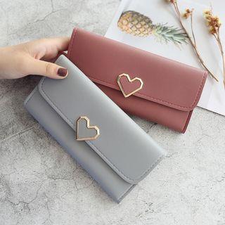 Heart Faux Leather Long Wallet