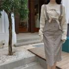 Sweater / Plaid Midi Mermaid Suspender Skirt