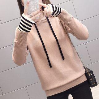 Stripe Panel Hooded Sweater