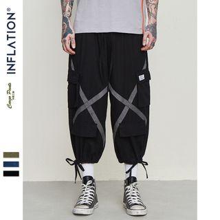Tie-hem Cargo Crop Harem Pants