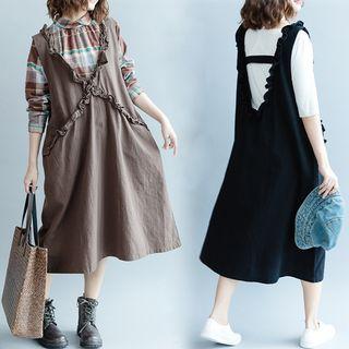 Plain V-neck Jumper Skirt