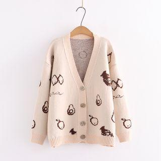 Fruit Print V-neck Cardigan