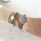 Set: Retro Alloy Bracelet Watch + Daisy Bracelet