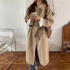 Tie-waist Plain Coat As Shown In Figure - One Size