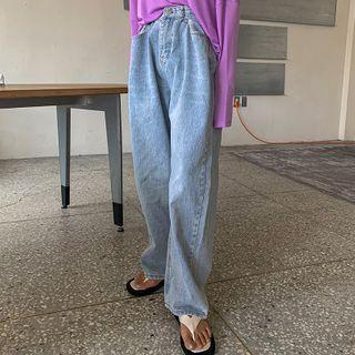 Hook-detail Wide-leg Jeans