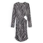 Long-sleeve Zebra Print Cut-out Sheath Dress