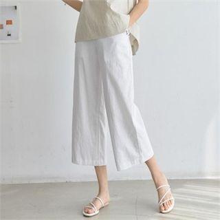 Cropped Wide-leg Cotton Pants