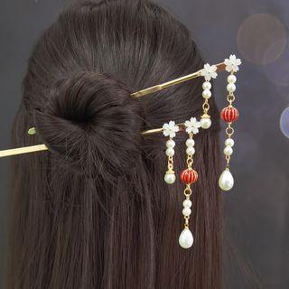 Faux Pearl Retro Floral Lantern Hair Stick