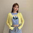 Cropped Cardigan Yellow - One Size
