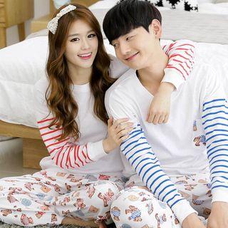 Loungewear Set: Long-sleeve Printed T-shirt + Pants