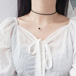 Gemstone Necklace 1 Pc - Gemstone Necklace - Black - One Size