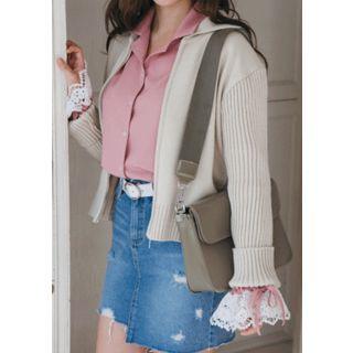 Zip-up Collared Cardigan