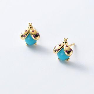 S925 Sterling Silver Ladybug Stud Earrings As Shown In Figure - One Size