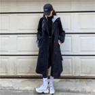 Long-sleeve Tie-waist Hooded Coat As Shown In Figure - One Size