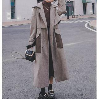 Panel Woolen Tie-waist Coat