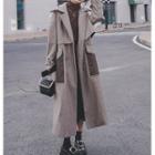 Panel Woolen Tie-waist Coat