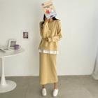Set: Layered-hem Sweatshirt + Long H-line Skirt
