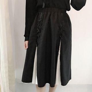 Two-tone A-line Midi Skirt