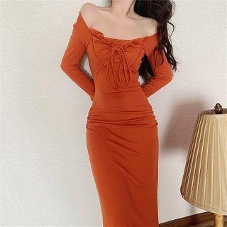 Plain Halter Slim-fit Dress As Shown In Figure - One Size