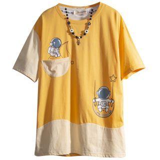 Short-sleeve Pocketed Print T-shirt