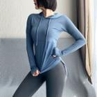 Hooded Drawstring Long-sleeve Sports T-shirt