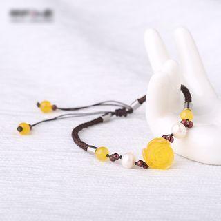 Flower Faux Pearl Resin String Anklet