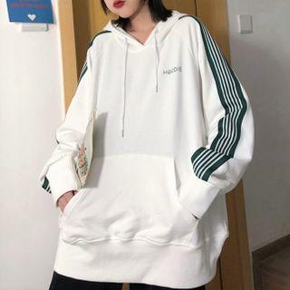 Two Tone Loose-fit Lettering Hoodie