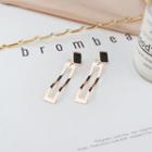 Stainless Steel Rectangle Dangle Earring E9536 - 1 Pair - Rose Gold & Black - One Size