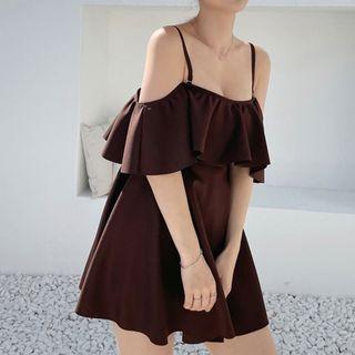 Short-sleeve Off-shoulder Swimdress