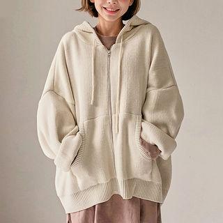 Oversized Knit Zip Hoodie