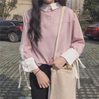 Bow Panel Long-sleeve Blouse