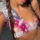 One-shoulder Butterfly Print Crop Top White - One Size