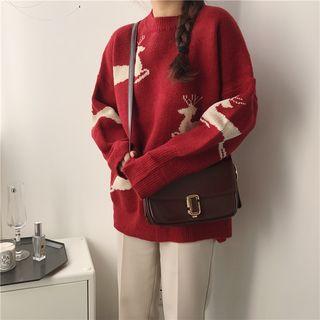 Deer Round-neck Loose-fit Sweater