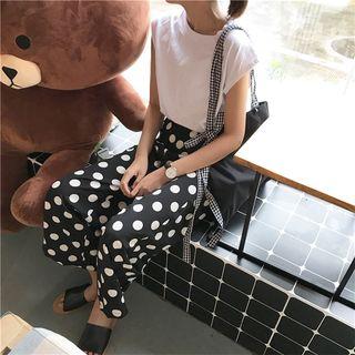 Set: Sleeveless T-shirt + Wide-leg Cropped Pants